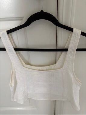 Billabong White Square-Neck Cropped Tank